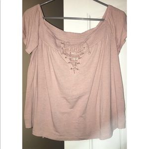 Light pink American eagle off the shoulder shirt